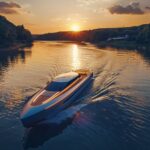 Bateau silencieux naviguant sur des eaux calmes