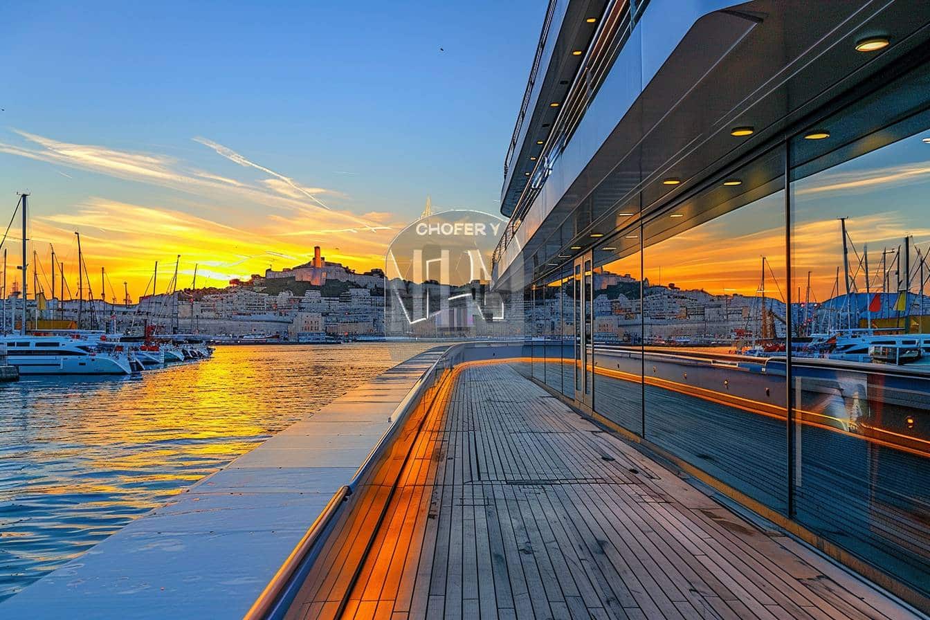 Bateau en mer relie Marseille et Tunis  
Scène de départ d'un voyage maritime vers Tunis
